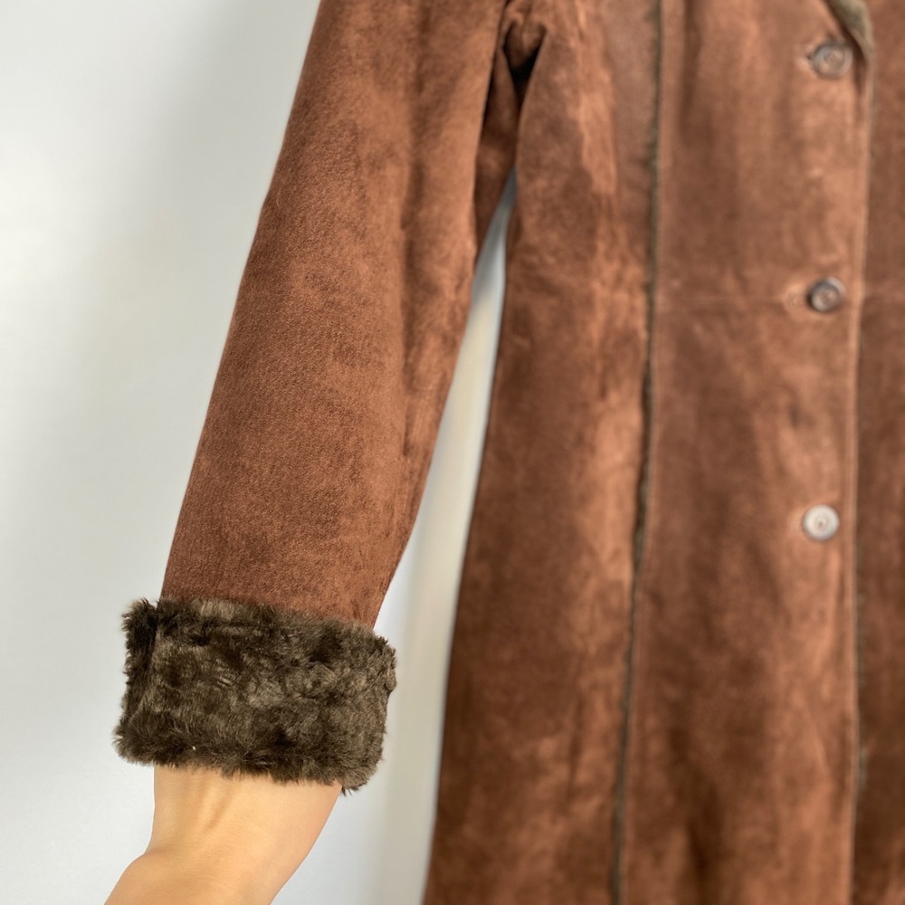‼️SOLD‼️Vtg Y2K Penny Lane Coat Leather Faux Fur Jacket Large L Boho Hippie 70s - Picture 8 of 13